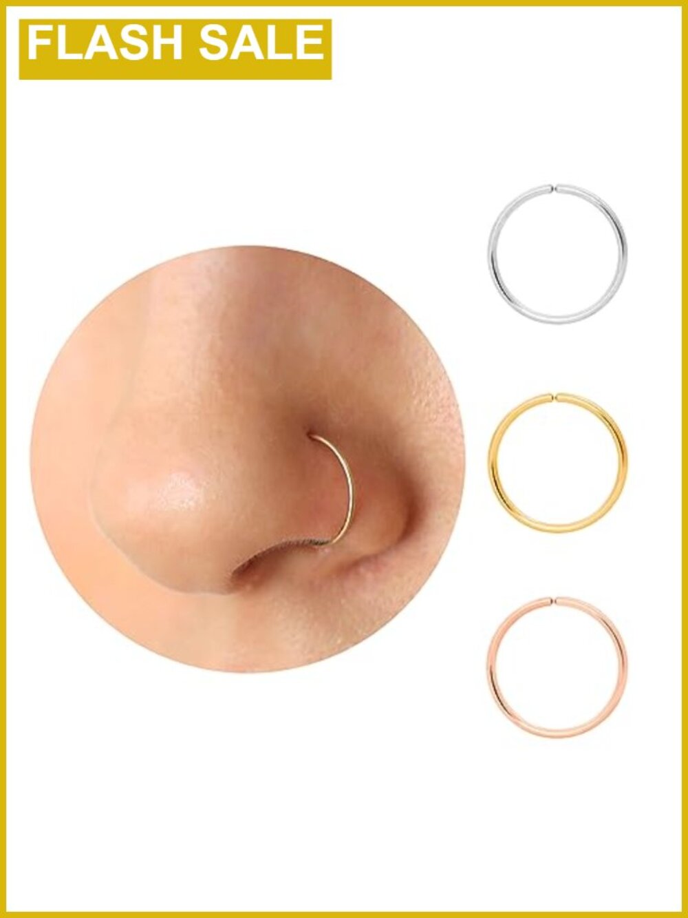 14K Gold Filled Nose Ring Hoop 22 Gauge 7mm Thin Handmade Piercing